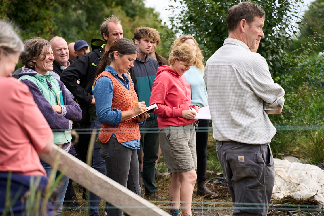 Moyleabbey Organic Farm Walk_0926_Taking Notes OGI Focus Session at Moyleabbey Organic Farm and Teagasc Oak Park Orchard, Sept 2026 - taking notes at Moyleabbey