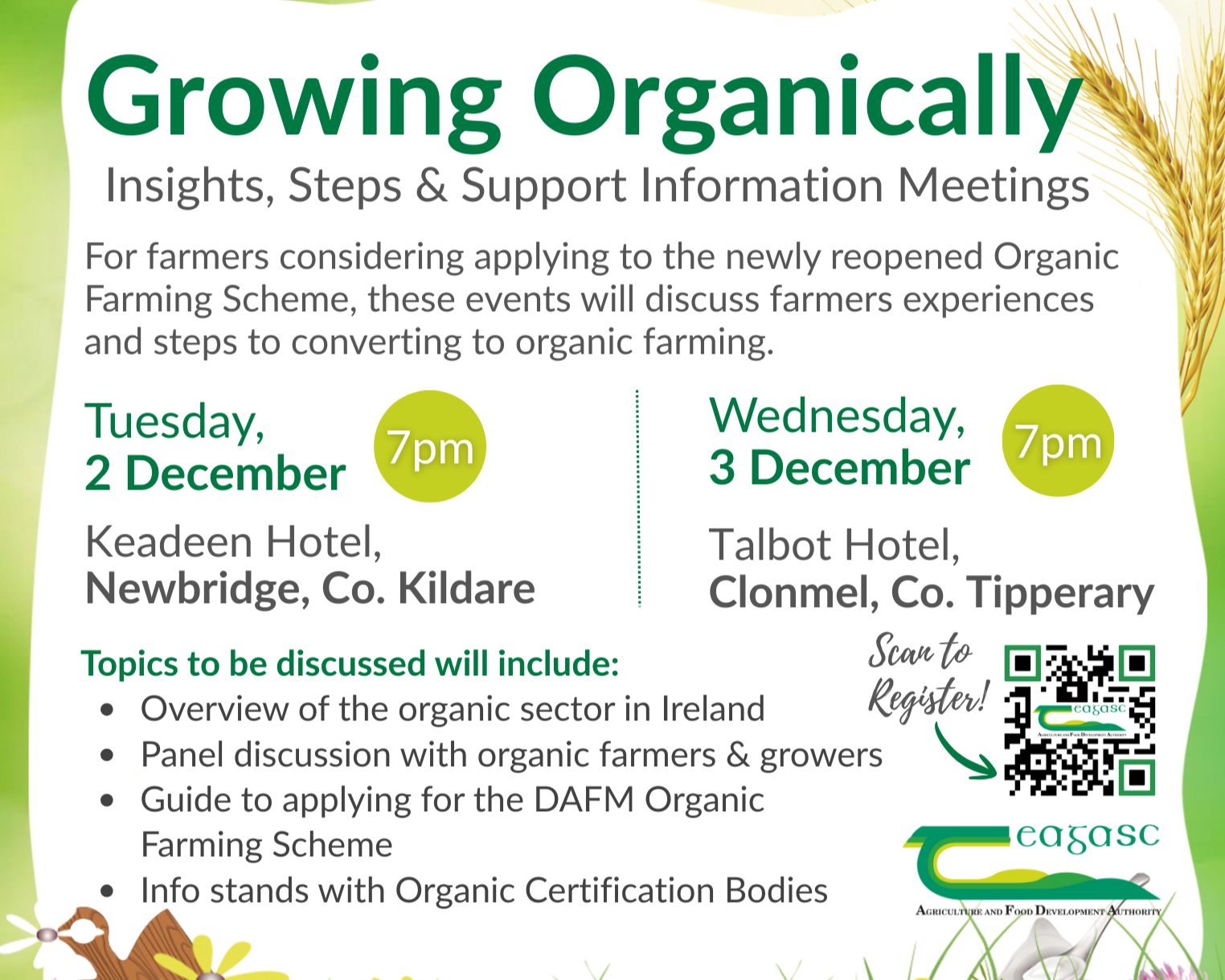 Teagasc Organic Farming Scheme 2026 info meetings
