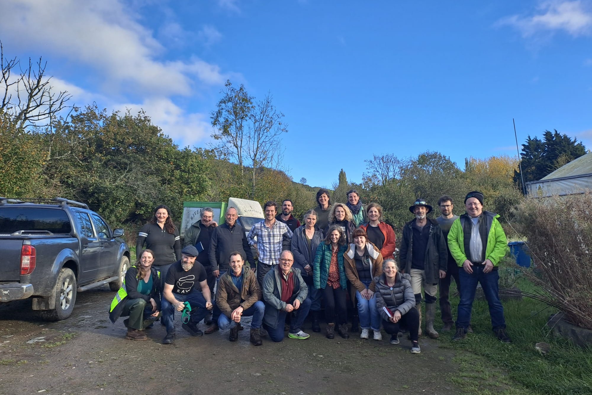 Group of Irish organic growers on OGI UK research tour at Riverford Farm
